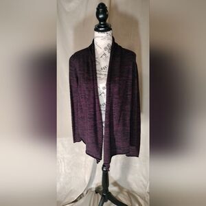 Ann Taylor Factory Merlot & Black Marled Open Front Cardigan. Size L